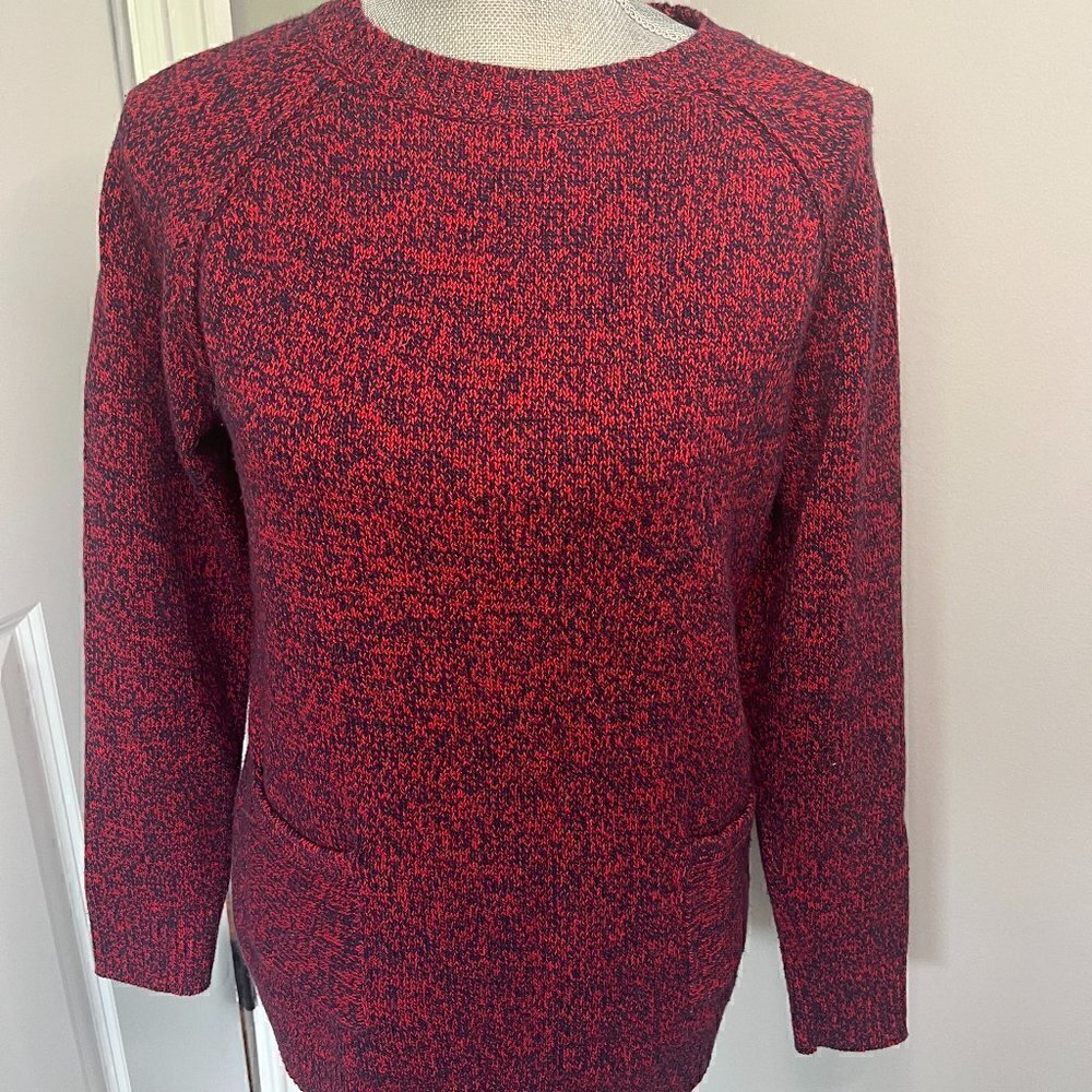 GAP Red & Blue Front Pocket Crewneck Sweater Women's Size S EUC - Picture 1 of 2